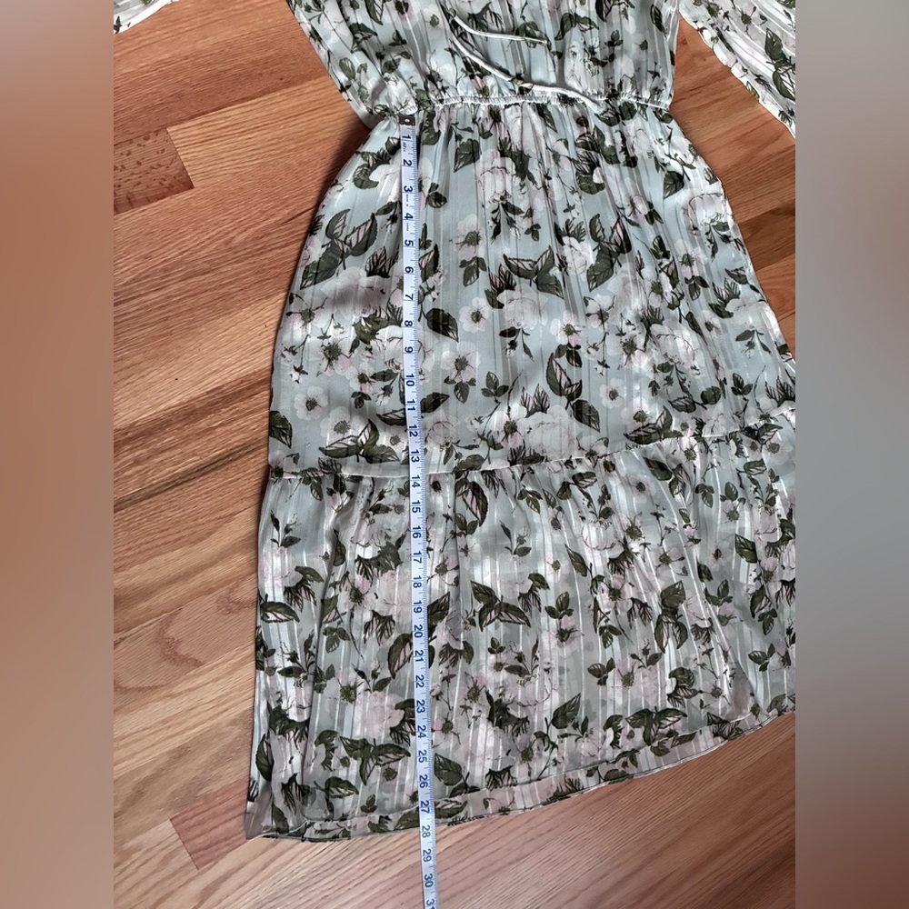 Bohme green and White Floral‎ Long Sleeve midi Dress - Picture 9 of 10
